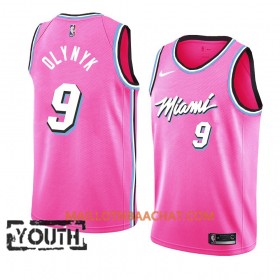 Maillot NBA Miami Heat Kelly Olynyk 9 2018-19 Nike Rose Swingman - Enfant